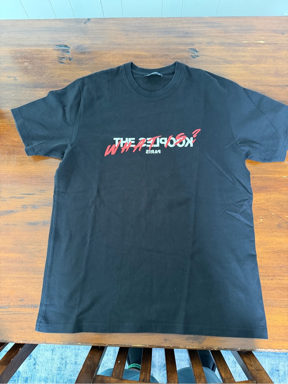 The Kooples Black Crewneck T-Shirt with Red & White Logo